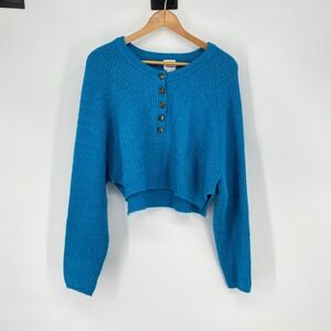 BDG Urban Outfitters Blue Cropped Oversized Knit Pullover Sweater Size‎  L